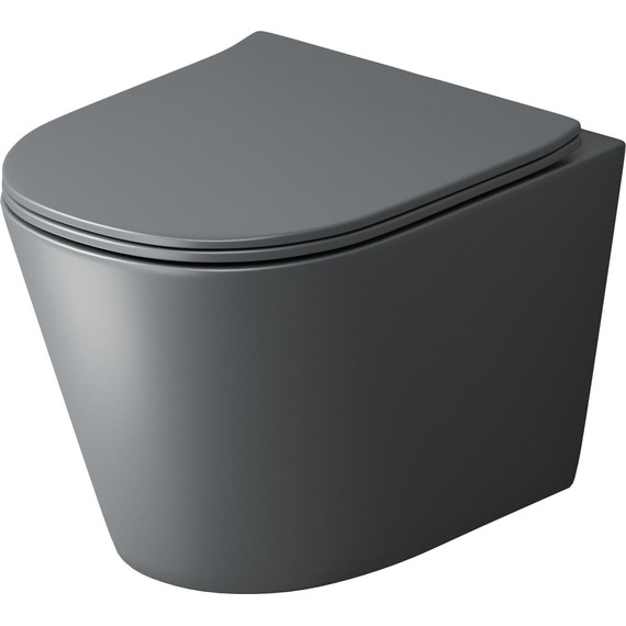Унитаз подвесной безободковый Grossman GR-4477GMSQ с крышкой микролифт, серый матовый (Система смыва торнадо), Цвет производителя: серый матовый - 2 Унитаз подвесной безободковый Grossman GR-4477GMSQ с крышкой микролифт, серый матовый (Система смыва торнадо), Цвет производителя: серый матовый фото 2