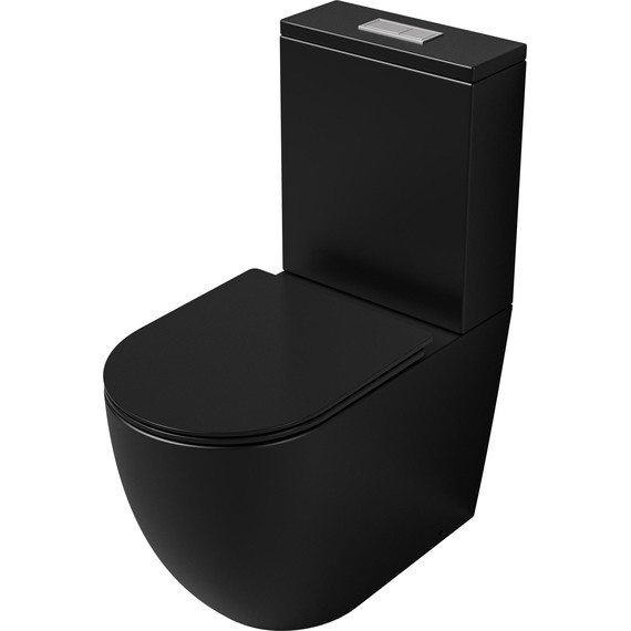 Унитаз-компакт безободковый Grossman GR-4494BMSQ с крышкой микролифт, чёрный матовый (Система смыва торнадо), Цвет производителя: чёрный матовый фото 2
