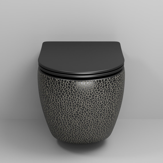 Унитаз подвесной безободковый Grossman Color GR-4411BBLS с крышкой микролифт, чёрный с текстурой крокодила, Цвет производителя: чёрный фото 3