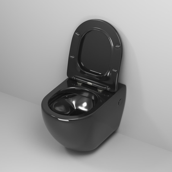 Унитаз подвесной безободковый Grossman Color GR-4411blackS с крышкой микролифт, чёрный глянцевый, Цвет производителя: чёрный глянцевый фото 4