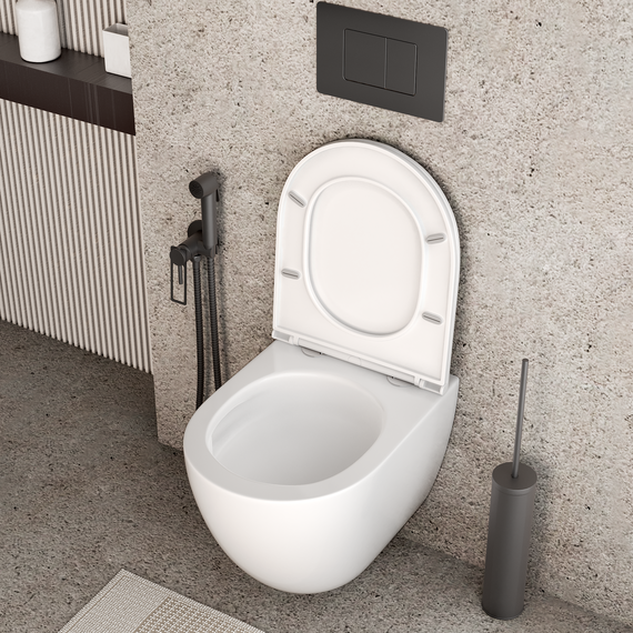 Унитаз подвесной безободковый Grossman GR-4455SQC с крышкой микролифт, белый глянцевый (Система смыва торнадо) фото 5