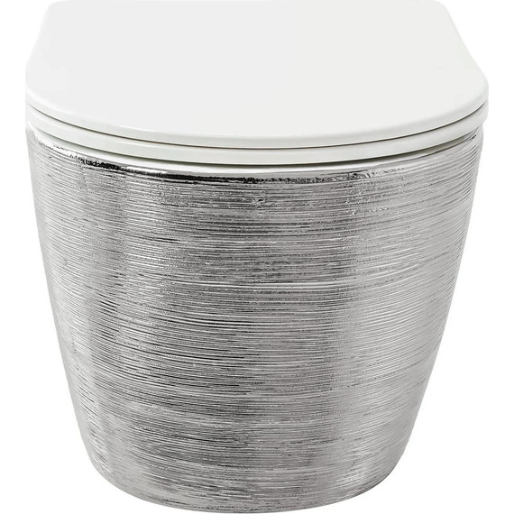 Унитаз подвесной безободковый Grossman GR-4455SWS с крышкой микролифт, серебро фото 3