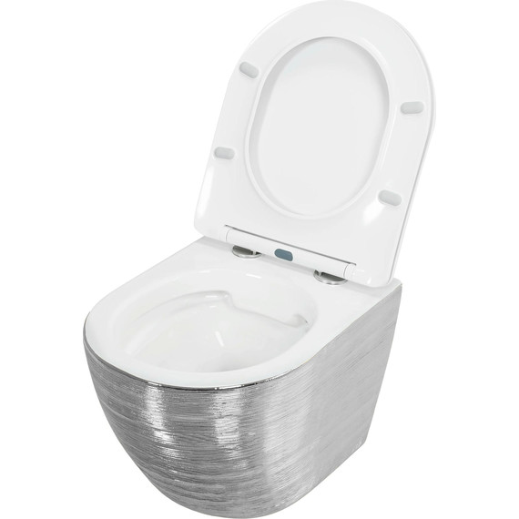 Унитаз подвесной безободковый Grossman GR-4455SWS с крышкой микролифт, серебро фото 4