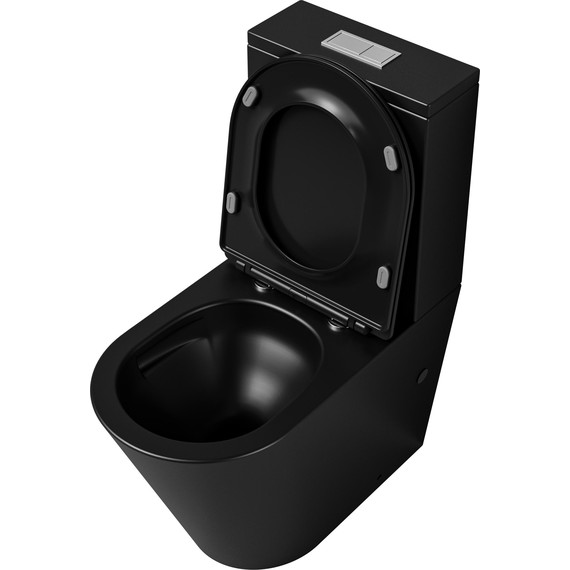 Унитаз-компакт безободковый Grossman GR-4458BMSQ с крышкой микролифт, чёрный матовый (Система смыва торнадо), Цвет производителя: чёрный матовый фото 4