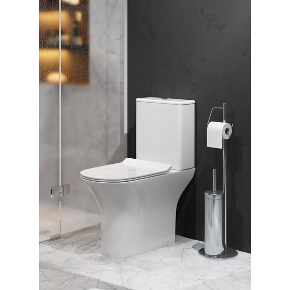 Унитаз-компакт безободковый Grossman Classic GR-4465S с крышкой микролифт, белый глянцевый фото 5