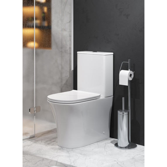 Унитаз-компакт безободковый Grossman Classic GR-4466S с крышкой микролифт, белый глянцевый фото 5