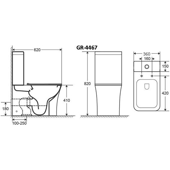 Унитаз-компакт безободковый Grossman Classic GR-4467S с крышкой микролифт, белый глянцевый фото 6