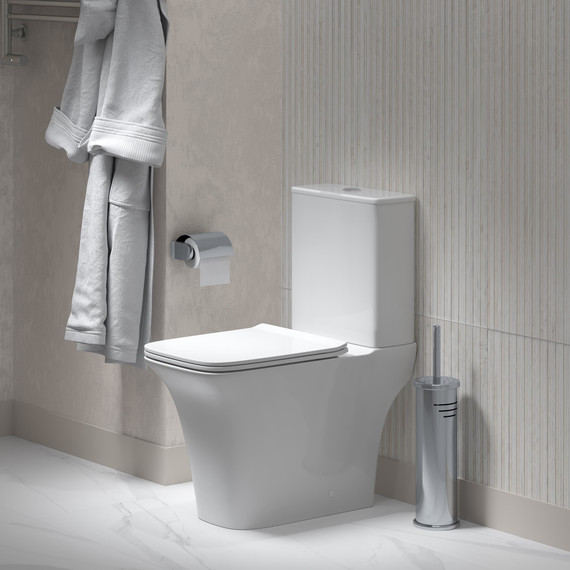 Унитаз-компакт безободковый Grossman Galaxy GR-4470S с крышкой микролифт, белый глянцевый фото 5