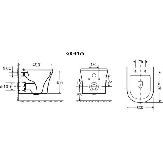 Унитаз подвесной безободковый Grossman Style GR-4475S с крышкой микролифт, белый глянцевый фото 6
