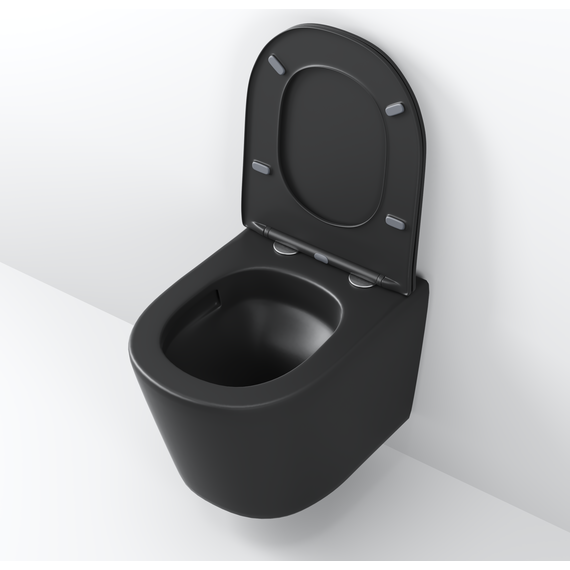 Унитаз подвесной безободковый Grossman GR-4477BMSQ с крышкой микролифт, чёрный матовый (Система смыва торнадо), Цвет производителя: чёрный матовый фото 6
