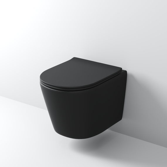 Унитаз подвесной безободковый Grossman GR-4477BMSQ с крышкой микролифт, чёрный матовый (Система смыва торнадо), Цвет производителя: чёрный матовый фото 4
