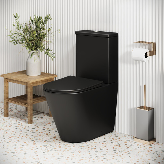 Унитаз-компакт безободковый Grossman Color GR-4480BMS с крышкой микролифт, чёрный матовый, Цвет производителя: чёрный матовый фото 5
