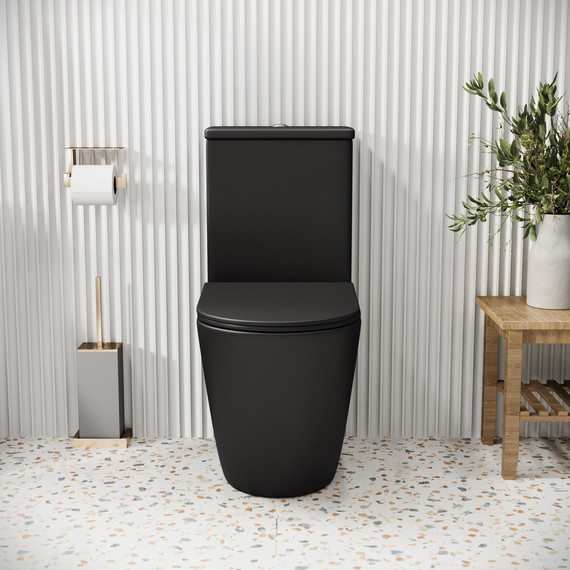 Унитаз-компакт безободковый Grossman Color GR-4480BMS с крышкой микролифт, чёрный матовый, Цвет производителя: чёрный матовый фото 6