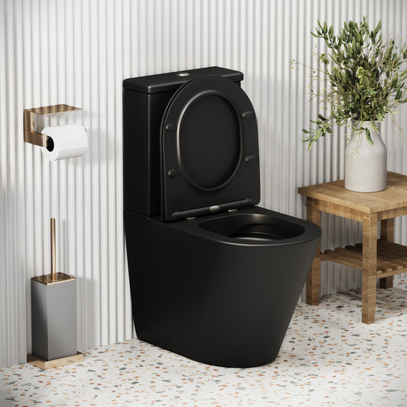 Унитаз-компакт безободковый Grossman Color GR-4480BMS с крышкой микролифт, чёрный матовый, Цвет производителя: чёрный матовый фото 7