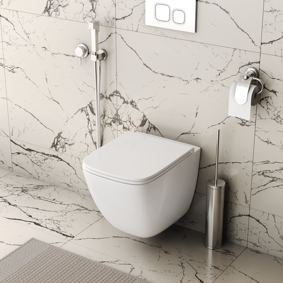 Унитаз подвесной безободковый Grossman GR-4497SQC с крышкой микролифт, белый глянцевый (Система смыва торнадо) - 3 Унитаз подвесной безободковый Grossman GR-4497SQC с крышкой микролифт, белый глянцевый (Система смыва торнадо) фото 3