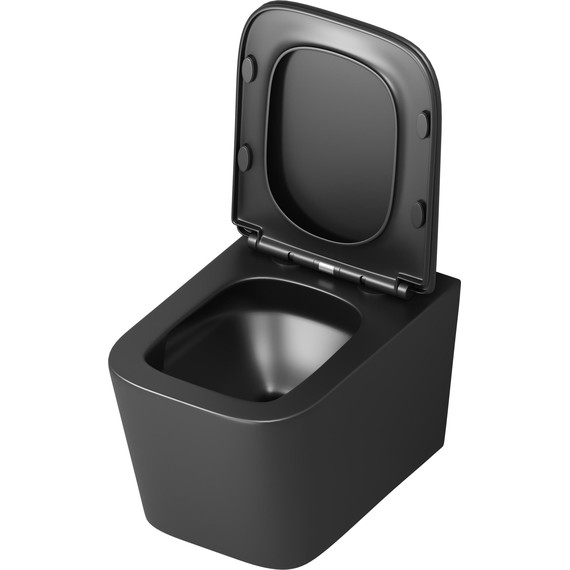 Унитаз подвесной безободковый Grossman GR-4404BMSQ с крышкой микролифт, чёрный матовый (Система смыва торнадо), Цвет производителя: чёрный матовый фото 4