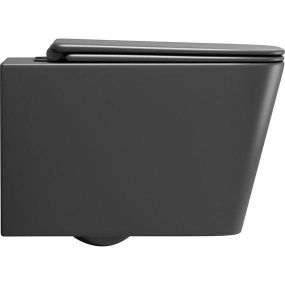 Унитаз подвесной безободковый Grossman GR-4404BMSQ с крышкой микролифт, чёрный матовый (Система смыва торнадо), Цвет производителя: чёрный матовый фото 5