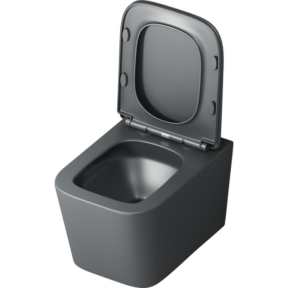 Унитаз подвесной безободковый Grossman GR-4404GMSQ с крышкой микролифт, серый матовый (Система смыва торнадо), Цвет производителя: серый матовый - 4 Унитаз подвесной безободковый Grossman GR-4404GMSQ с крышкой микролифт, серый матовый (Система смыва торнадо), Цвет производителя: серый матовый фото 4