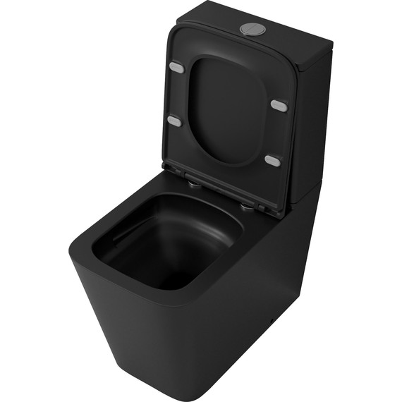 Унитаз-компакт безободковый Grossman GR-4418BMSQ с крышкой микролифт, чёрный матовый (Система смыва торнадо), Цвет производителя: чёрный матовый фото 4
