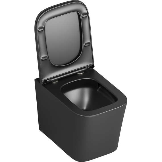 Унитаз подвесной безободковый Grossman GR-4441BMSQ с крышкой микролифт, чёрный матовый (Система смыва торнадо), Цвет производителя: чёрный матовый - 4 Унитаз подвесной безободковый Grossman GR-4441BMSQ с крышкой микролифт, чёрный матовый (Система смыва торнадо), Цвет производителя: чёрный матовый фото 4