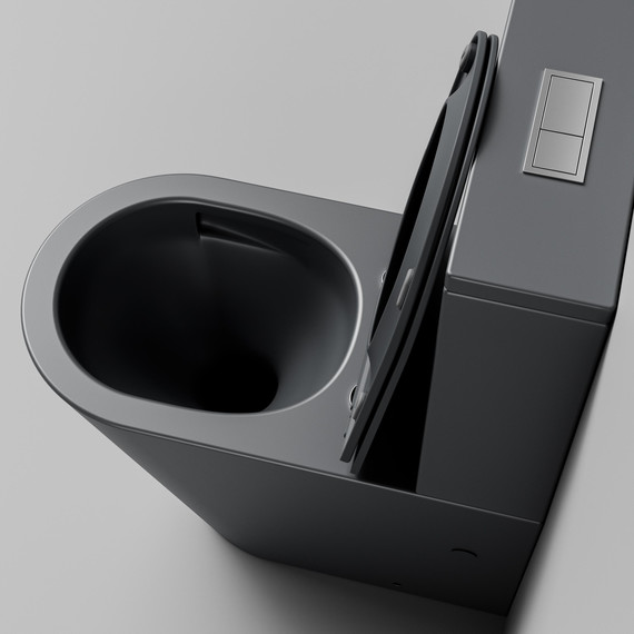 Унитаз-компакт безободковый Grossman GR-4458GMSQ с крышкой микролифт, серый матовый (Система смыва торнадо), Цвет производителя: серый матовый фото 9