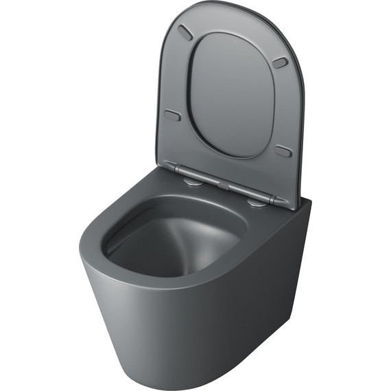 Унитаз подвесной безободковый Grossman GR-4477GMSQ с крышкой микролифт, серый матовый (Система смыва торнадо), Цвет производителя: серый матовый - 4 Унитаз подвесной безободковый Grossman GR-4477GMSQ с крышкой микролифт, серый матовый (Система смыва торнадо), Цвет производителя: серый матовый фото 4