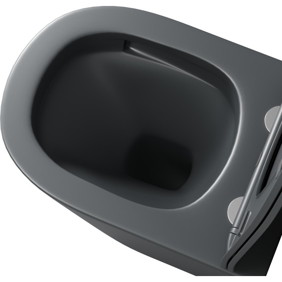 Унитаз подвесной безободковый Grossman GR-4477GMSQ с крышкой микролифт, серый матовый (Система смыва торнадо), Цвет производителя: серый матовый - 5 Унитаз подвесной безободковый Grossman GR-4477GMSQ с крышкой микролифт, серый матовый (Система смыва торнадо), Цвет производителя: серый матовый фото 5