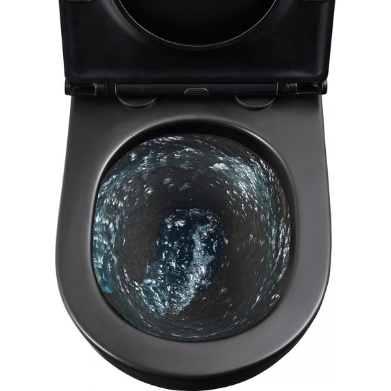 Унитаз подвесной безободковый Grossman GR-4478BMSQ с крышкой микролифт, чёрный матовый (Система смыва торнадо), Цвет производителя: чёрный матовый фото 15