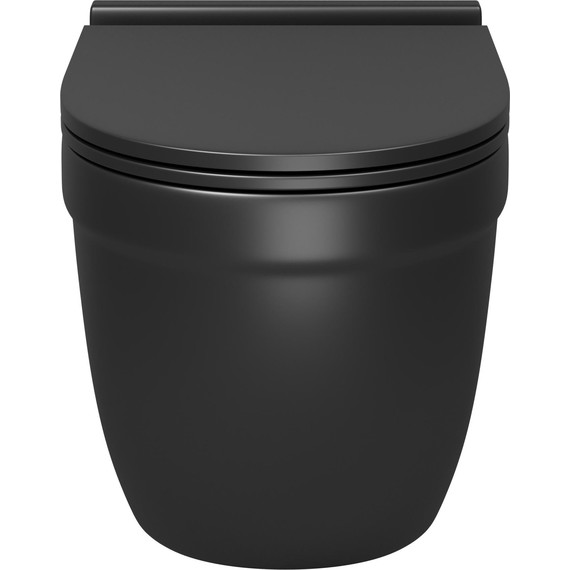 Унитаз подвесной безободковый Grossman GR-4483BMSQ с крышкой микролифт, чёрный матовый (Система смыва торнадо), Цвет производителя: чёрный матовый фото 3