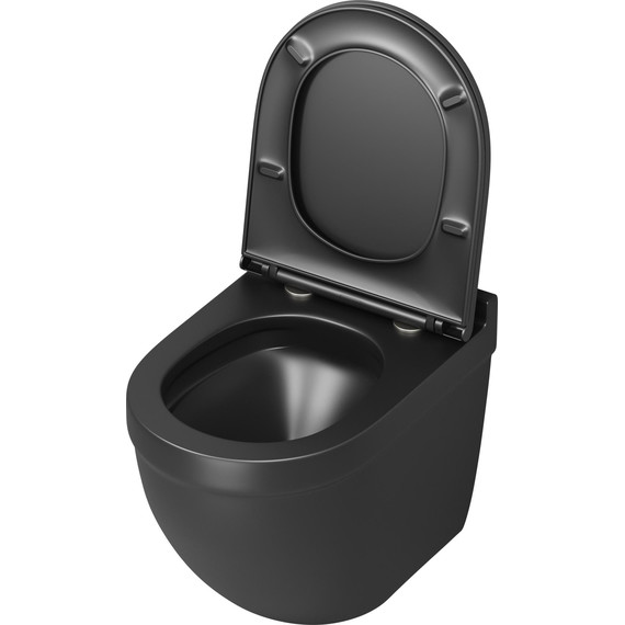 Унитаз подвесной безободковый Grossman GR-4483BMSQ с крышкой микролифт, чёрный матовый (Система смыва торнадо), Цвет производителя: чёрный матовый фото 4