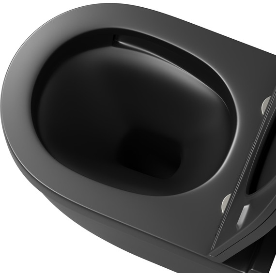 Унитаз подвесной безободковый Grossman GR-4483BMSQ с крышкой микролифт, чёрный матовый (Система смыва торнадо), Цвет производителя: чёрный матовый фото 5