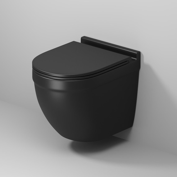Унитаз подвесной безободковый Grossman GR-4483BMSQ с крышкой микролифт, чёрный матовый (Система смыва торнадо), Цвет производителя: чёрный матовый фото 6
