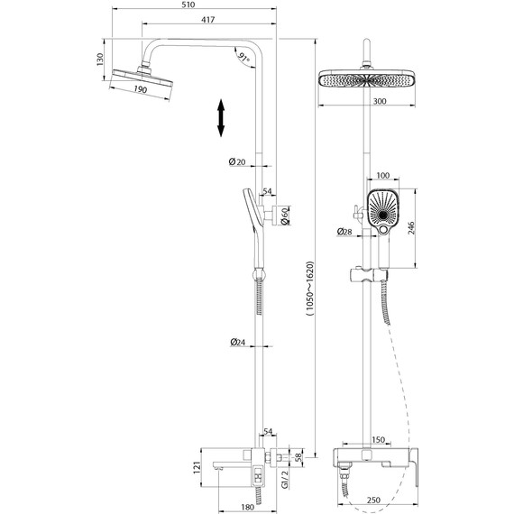 Душевая стойка Grossman Pragma 500.K35.03.210, чёрный, Цвет производителя: чёрный - 9 Душевая стойка Grossman Pragma 500.K35.03.210, чёрный, Цвет производителя: чёрный фото 9