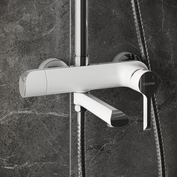 Душевая стойка Grossman Alba 500.K35.06.100/000, белый, Цвет производителя: белый - 5 Душевая стойка Grossman Alba 500.K35.06.100/000, белый, Цвет производителя: белый фото 5