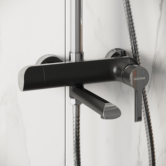 Душевая стойка Grossman Alba 500.K35.06.100/210, чёрный, Цвет производителя: чёрный - 5 Душевая стойка Grossman Alba 500.K35.06.100/210, чёрный, Цвет производителя: чёрный фото 5
