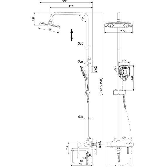 Душевая стойка Grossman Alba 500.K35.06.100/000, белый, Цвет производителя: белый - 9 Душевая стойка Grossman Alba 500.K35.06.100/000, белый, Цвет производителя: белый фото 9