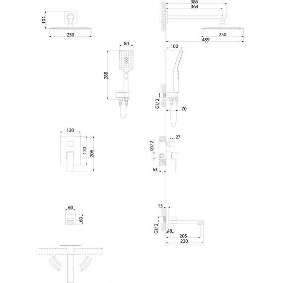 Душевая система для ванны Grossman Style 501.K35.05.100, Цвет производителя: хром - 9 Душевая система для ванны Grossman Style 501.K35.05.100, Цвет производителя: хром фото 9