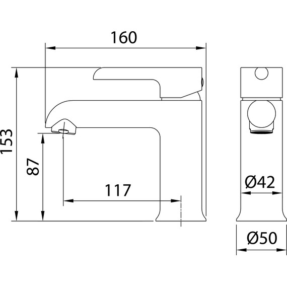 Смеситель для раковины Grossman Alba 510.K35.06.100/210, хром/чёрный, Цвет производителя: чёрный фото 5