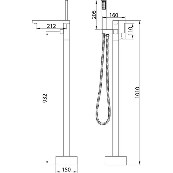 Смеситель для ванны напольный Grossman Falcon 530.K35.08.420, графит, Цвет производителя: графит фото 6