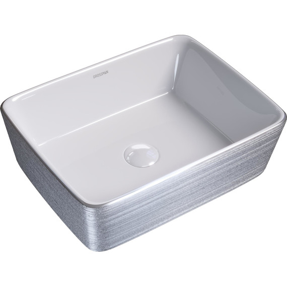 Раковина-чаша Grossman Color 48 см GR-3016SW, серебро/белый фото 2