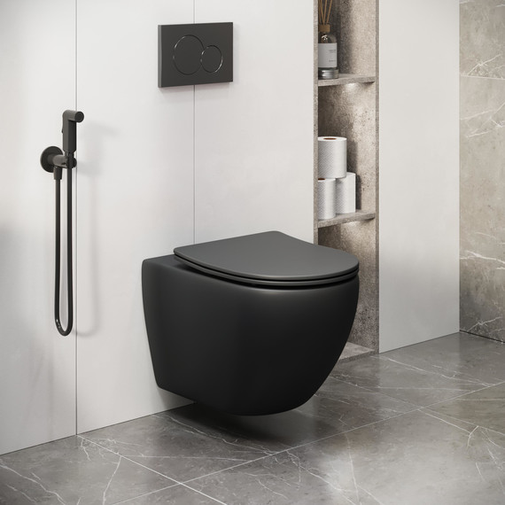 Унитаз подвесной безободковый Grossman GR-4411BMSQ с крышкой микролифт, чёрный матовый (Система смыва торнадо), Цвет производителя: чёрный матовый - 7 Унитаз подвесной безободковый Grossman GR-4411BMSQ с крышкой микролифт, чёрный матовый (Система смыва торнадо), Цвет производителя: чёрный матовый фото 7