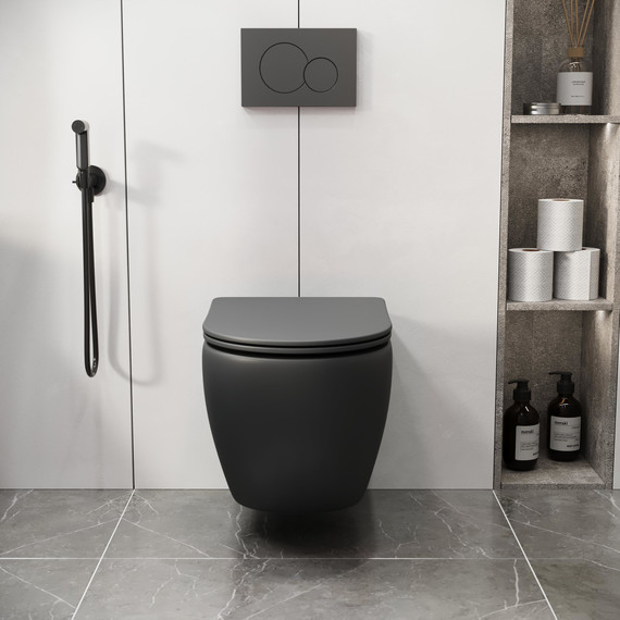 Унитаз подвесной безободковый Grossman GR-4411BMSQ с крышкой микролифт, чёрный матовый (Система смыва торнадо), Цвет производителя: чёрный матовый - 8 Унитаз подвесной безободковый Grossman GR-4411BMSQ с крышкой микролифт, чёрный матовый (Система смыва торнадо), Цвет производителя: чёрный матовый фото 8