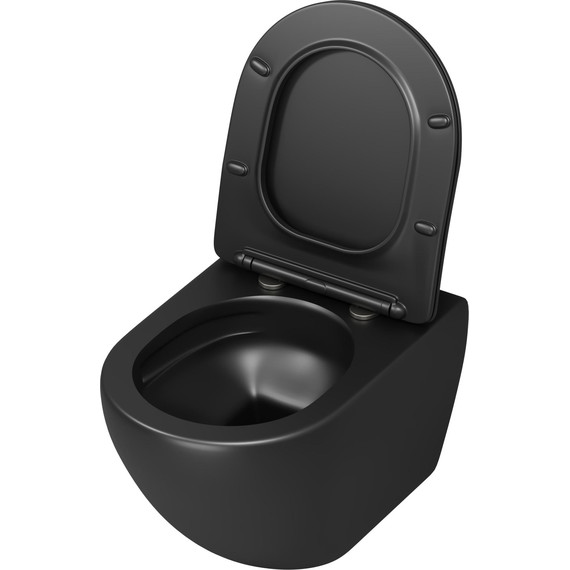 Унитаз подвесной безободковый Grossman GR-4457BMSQ с крышкой микролифт, чёрный матовый (Система смыва торнадо), Цвет производителя: чёрный матовый - 4 Унитаз подвесной безободковый Grossman GR-4457BMSQ с крышкой микролифт, чёрный матовый (Система смыва торнадо), Цвет производителя: чёрный матовый фото 4