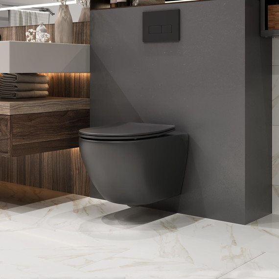 Унитаз подвесной безободковый Grossman GR-4457BMSQ с крышкой микролифт, чёрный матовый (Система смыва торнадо), Цвет производителя: чёрный матовый - 10 Унитаз подвесной безободковый Grossman GR-4457BMSQ с крышкой микролифт, чёрный матовый (Система смыва торнадо), Цвет производителя: чёрный матовый фото 10