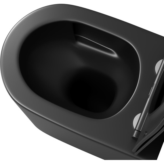 Унитаз подвесной безободковый Grossman GR-4499BMSQ с крышкой микролифт, чёрный матовый (Система смыва торнадо), Цвет производителя: чёрный матовый фото 5