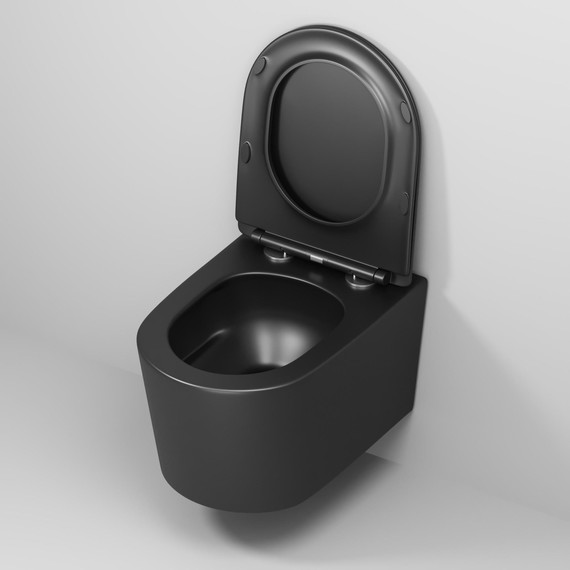 Унитаз подвесной безободковый Grossman GR-4499BMSQ с крышкой микролифт, чёрный матовый (Система смыва торнадо), Цвет производителя: чёрный матовый фото 8