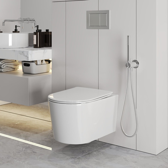 Унитаз подвесной безободковый Grossman GR-4499SQ с крышкой микролифт (Система смыва торнадо), Цвет производителя: белый фото 10