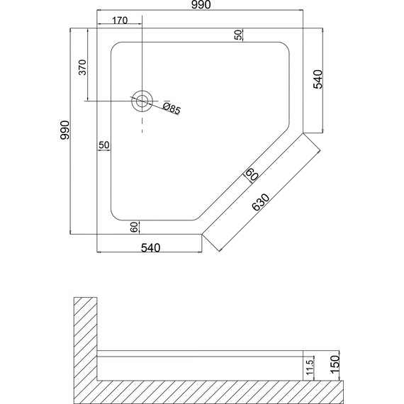 Поддон акриловый Niagara Nova 99x99 см 100100DRUS - 2 Поддон акриловый Niagara Nova 99x99 см 100100DRUS фото 2