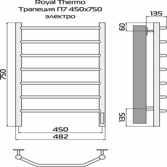 Полотенцесушитель электрический Royal Thermo Трапеция П7 450х750 мм фото 10