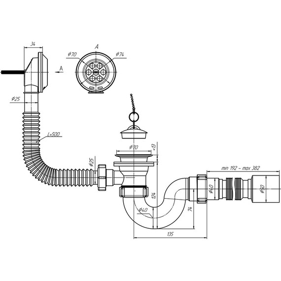 Сифон для ванны Ани Пласт E155 фото 3
